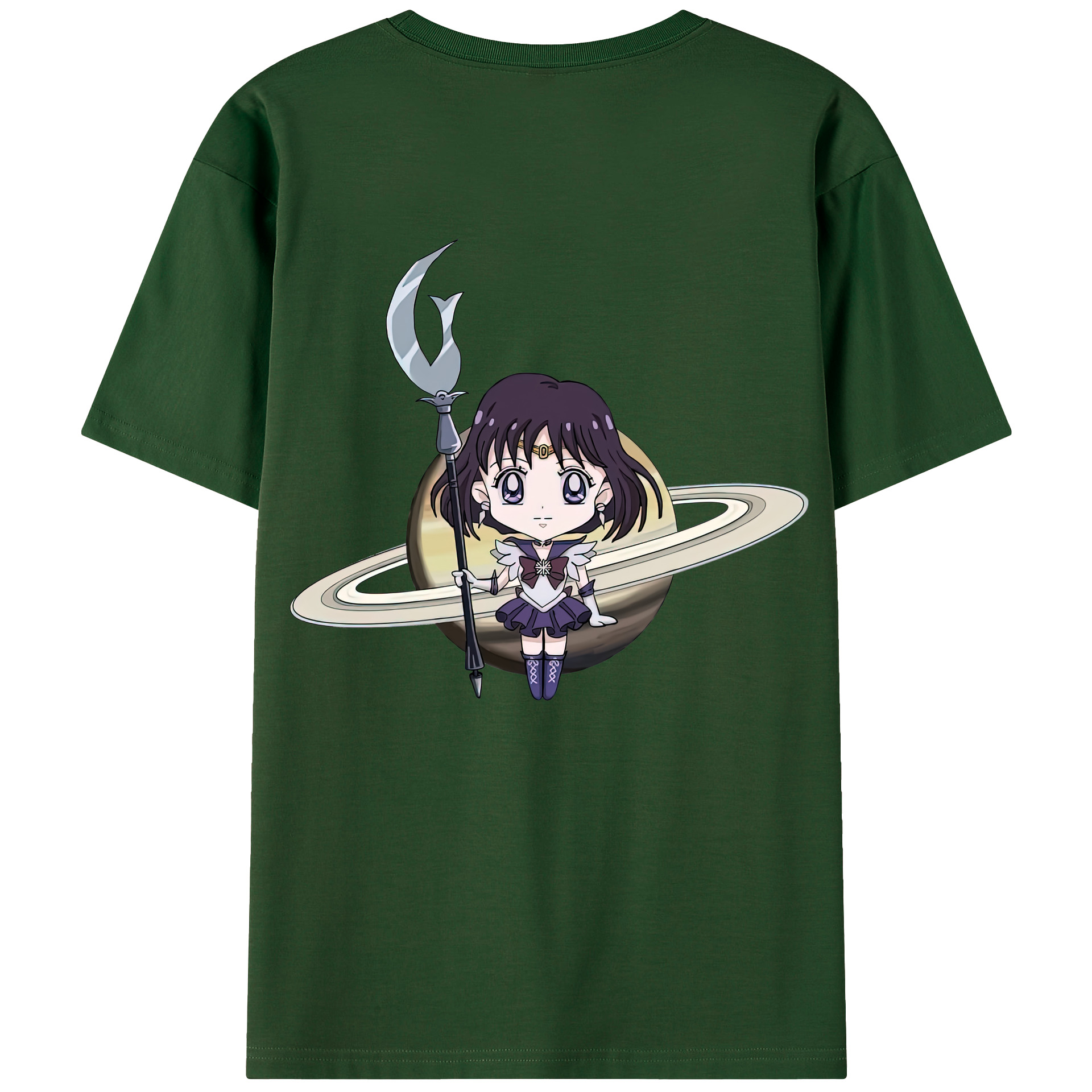 （画像用） 美少女戦士セーラームーン 土萠ほたる Sailor Moon Tomoe Hotaru （セーラーサターン；Sailor Saturn） 綿100％半袖Tシャツ（背面プリント）